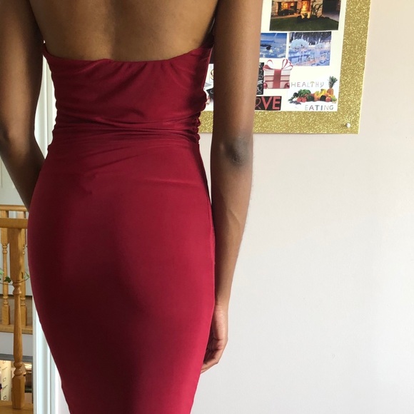 Burgundy spandex style dress - Picture 2 of 2